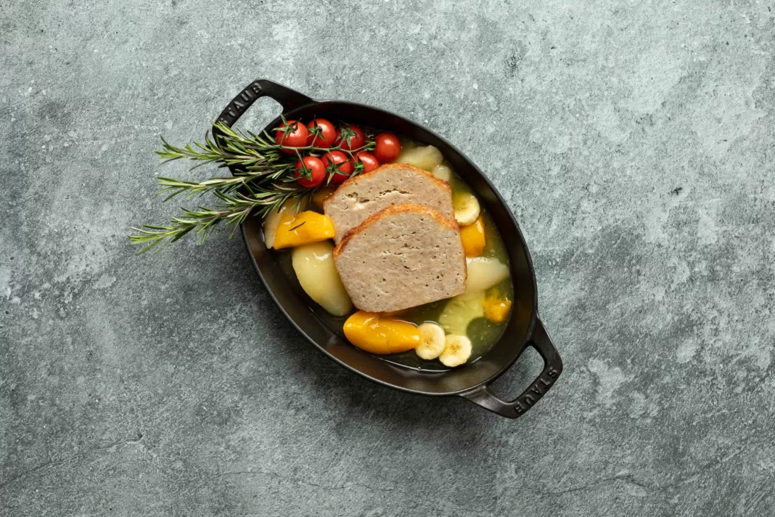 Vleesbrood met warm fruit