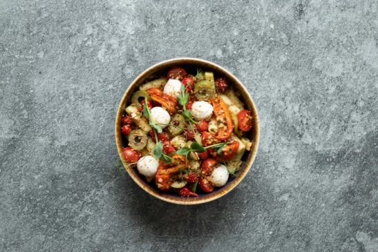 Pasta pesto met mozzarella