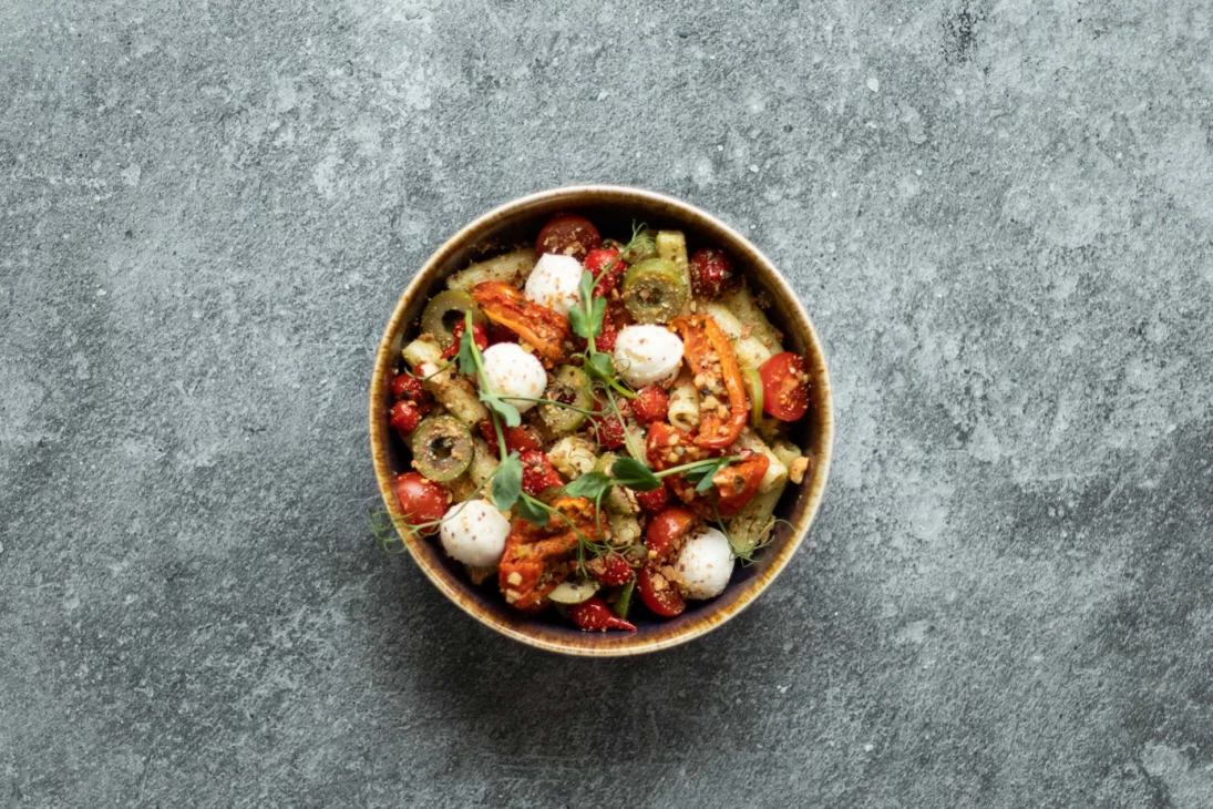 Pasta pesto met mozzarella BBQ